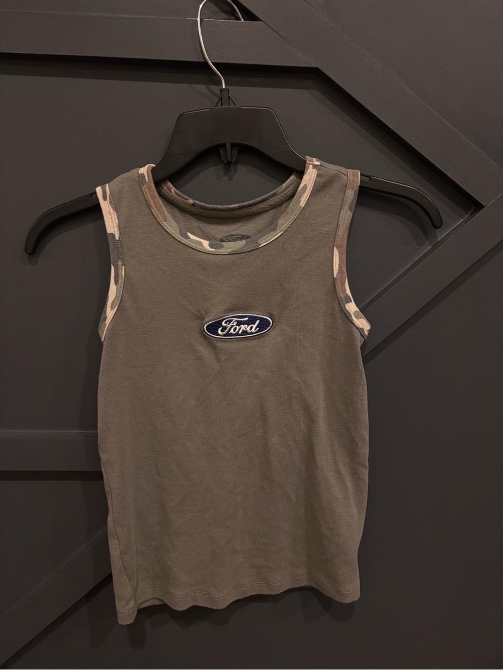 Hybrid Apparel Olive Tank Top with Camo Trim and Ford Patch